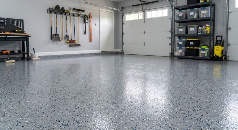 Speckled Garage Floor Painting in Winston Salem, NC